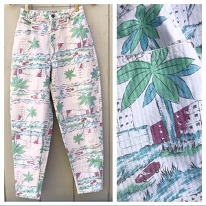 🌴 SUPER RARE 🌴 Vintage Japan Big John Printed High-Waist Baggy Tapered Jeans